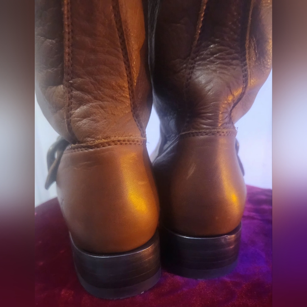 Frye Veronica Short Leather Cognac Boots Size 6.5 - Picture 5 of 11